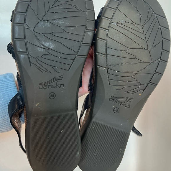 Dansko Sandals Women Size 38 EU 7.5 US Roslyn Black Leather Comfort Shoes - Picture 7 of 9